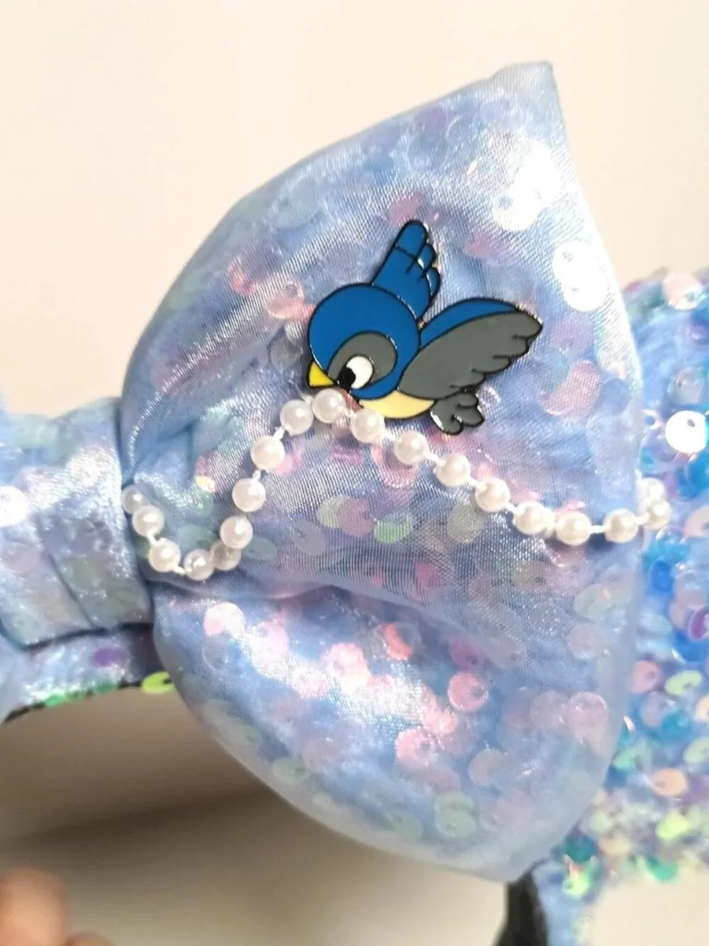 Custom made Cinderella Blue Sequin Minnie Mouse Ears Headband Disney